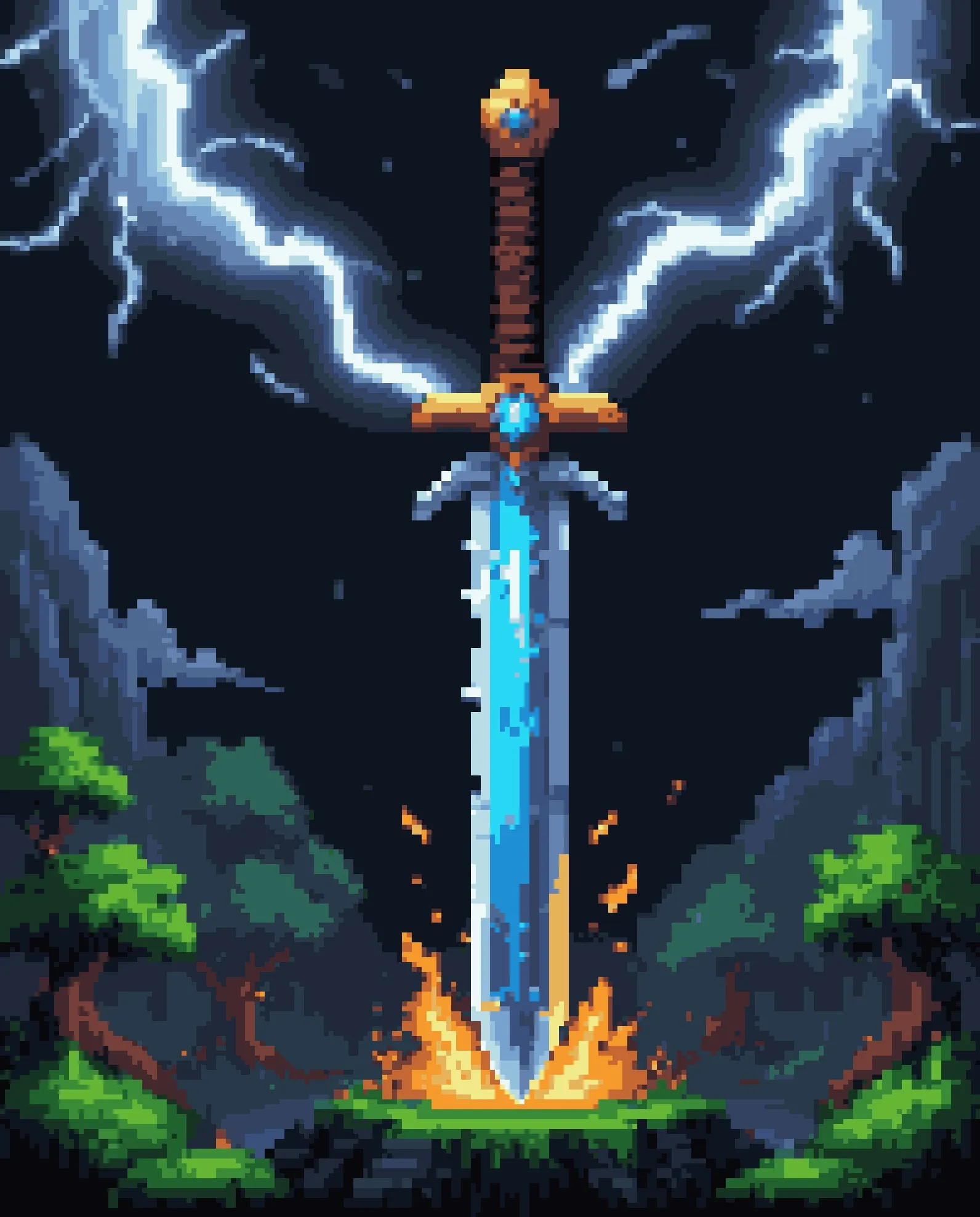 A great sword enchanted lightning - Free AI Photo Generator - starryai