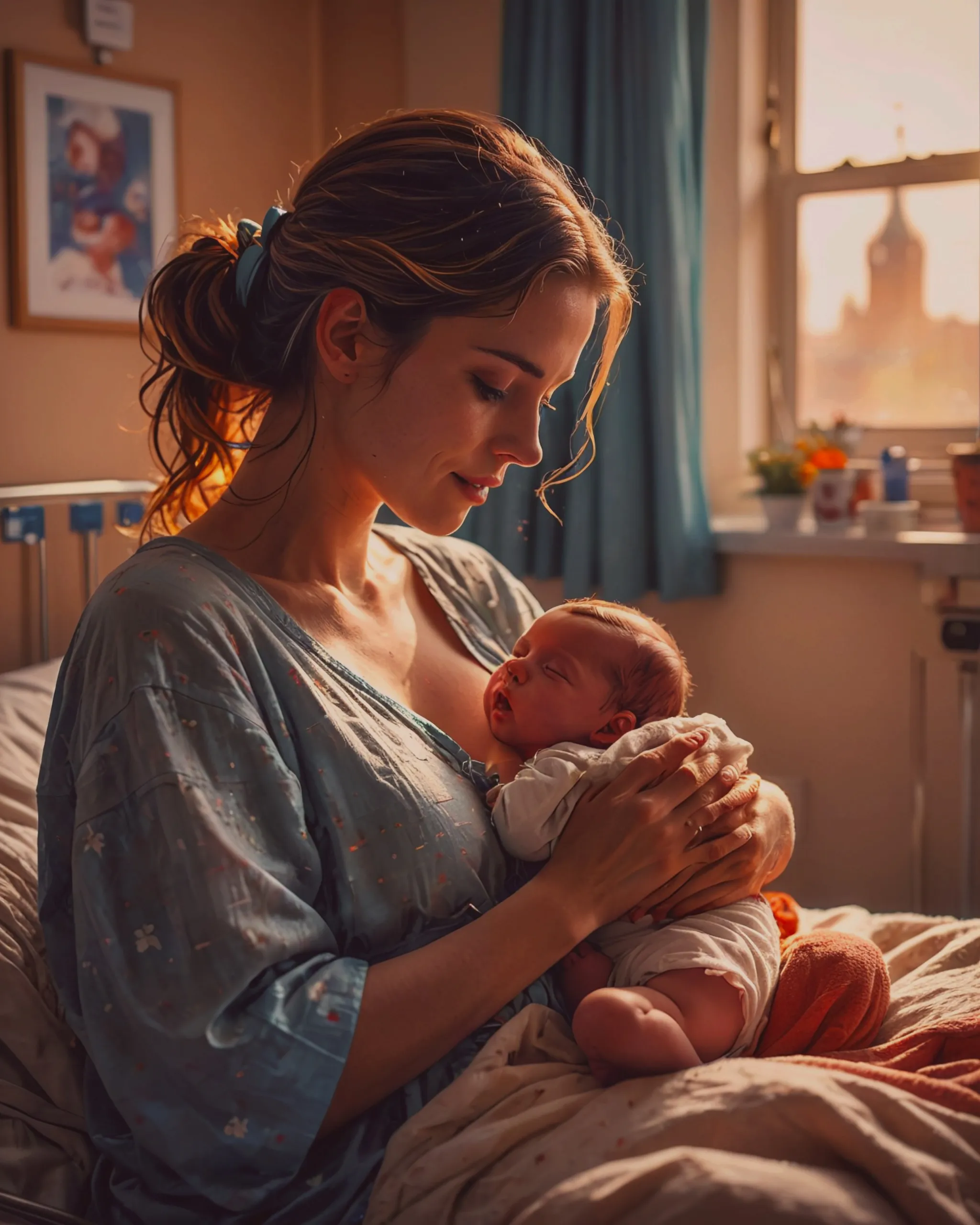 Tender moment, A young mother a - Free AI Photo Generator - starryai