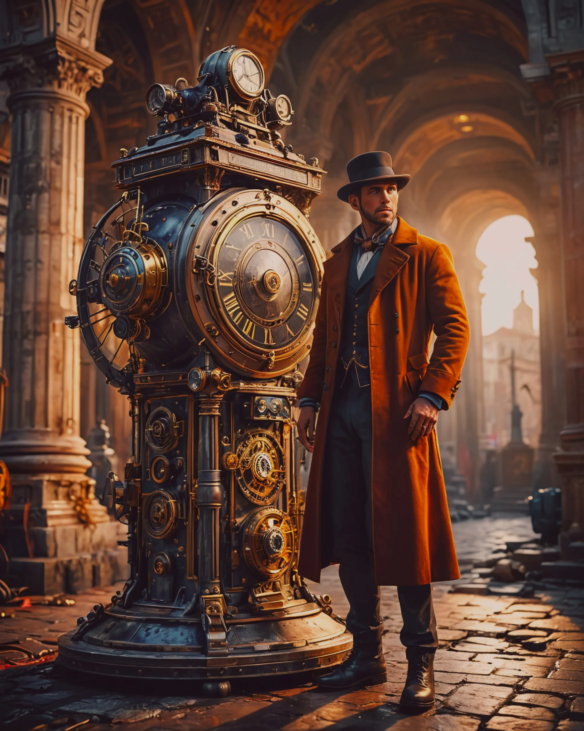 Steampunk Rome A time traveler dressed modern - Free AI Photo Generator - starryai