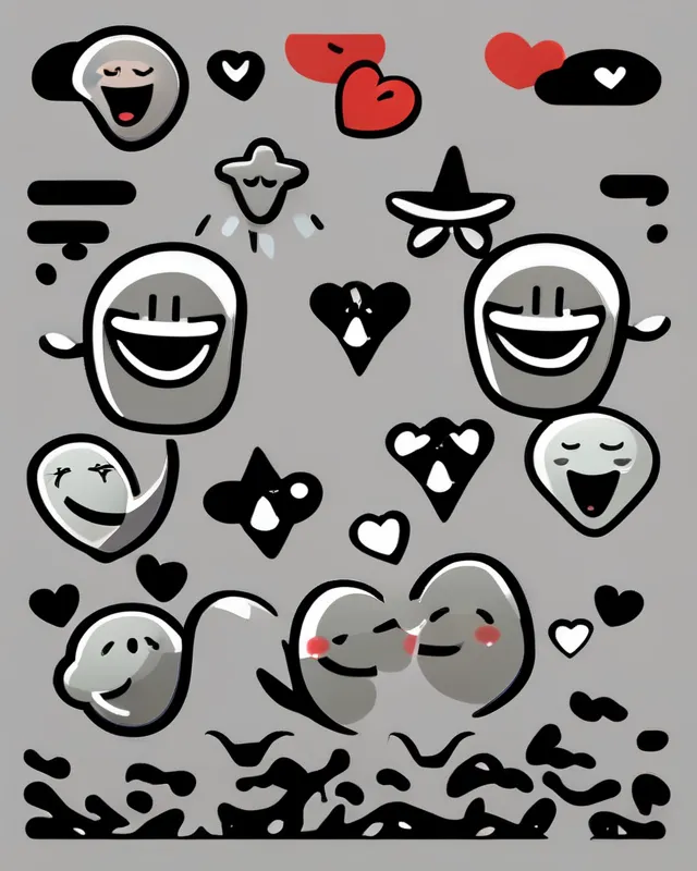 Smilie faces, "happy", stars, hearts