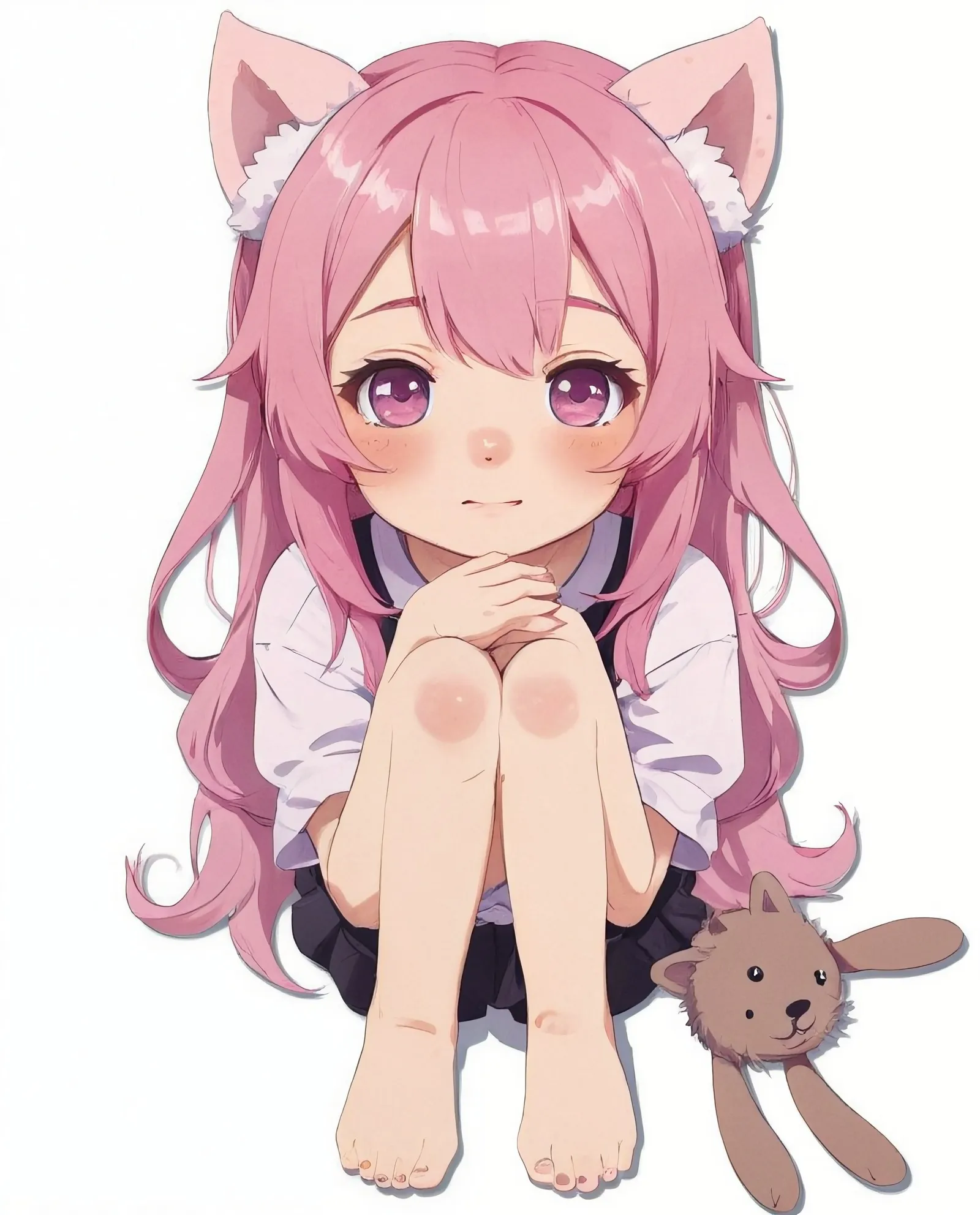 Cute girl pink hair holding a has - Free AI Photo Generator - starryai