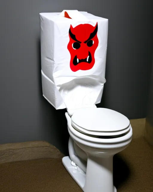 Satan two ply toilet tissue scary defect recreated as Dada art 