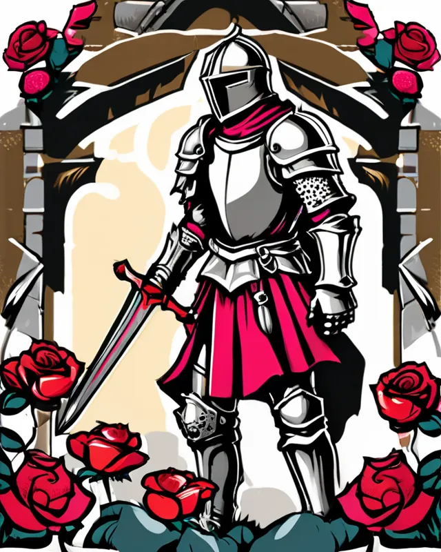 Knight pink roses , wearing sword - Free AI Photo Generator - starryai