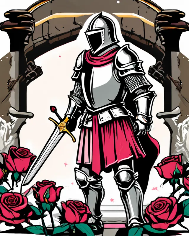Knight pink roses , wearing sword - Free AI Photo Generator - starryai