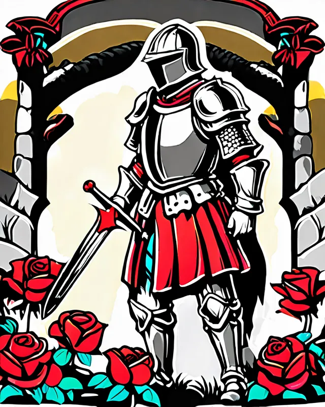 Knight pink roses , wearing sword - Free AI Photo Generator - starryai