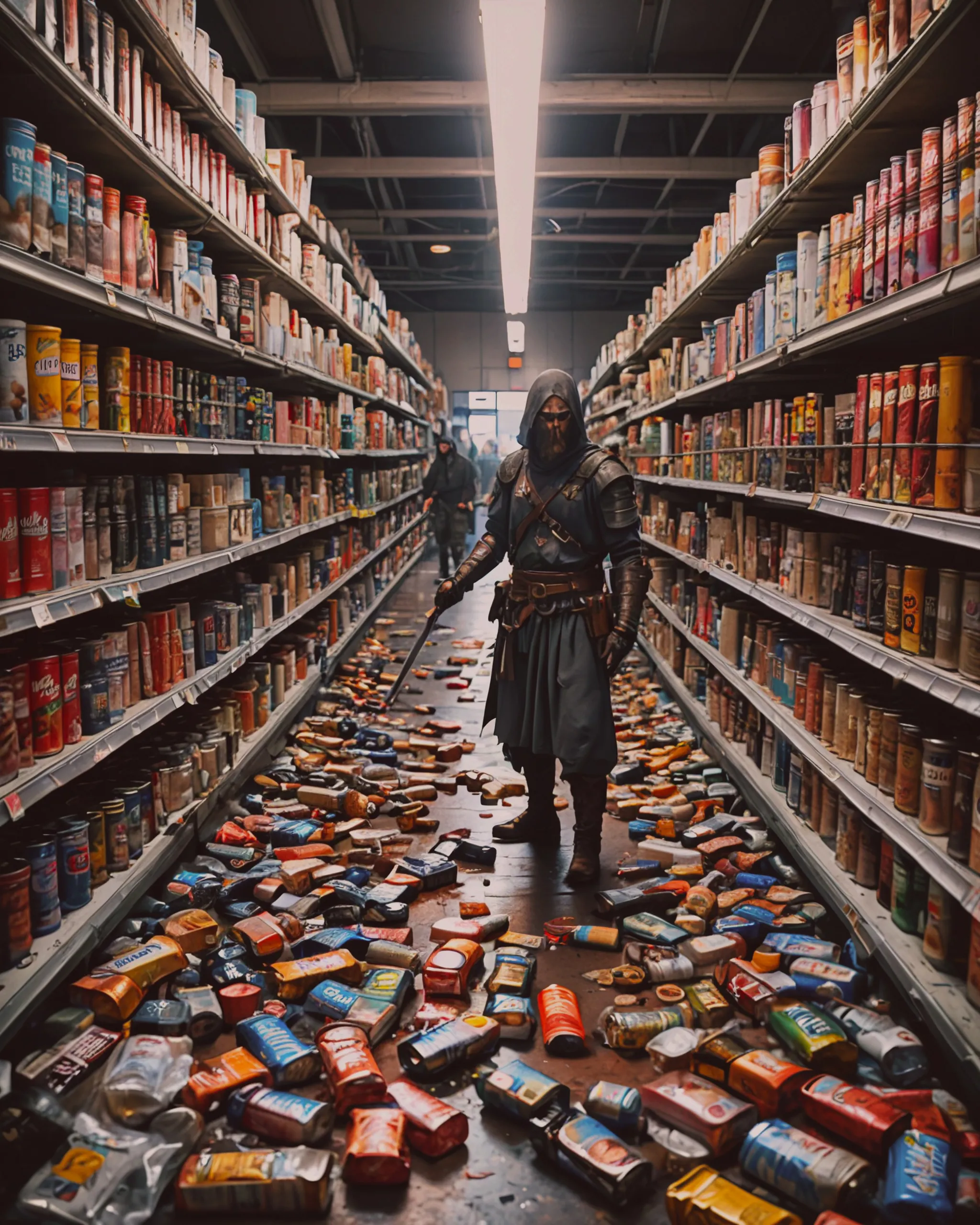 Grocer Guardians! Apocalypse heroes. Canned goods are currency, aisles their battleground. Can openers become swords as they fight hoarding barbarians and expired-food fiends. Every saved checkout, a triumph in the land of broken cereal and lost yoghurt.