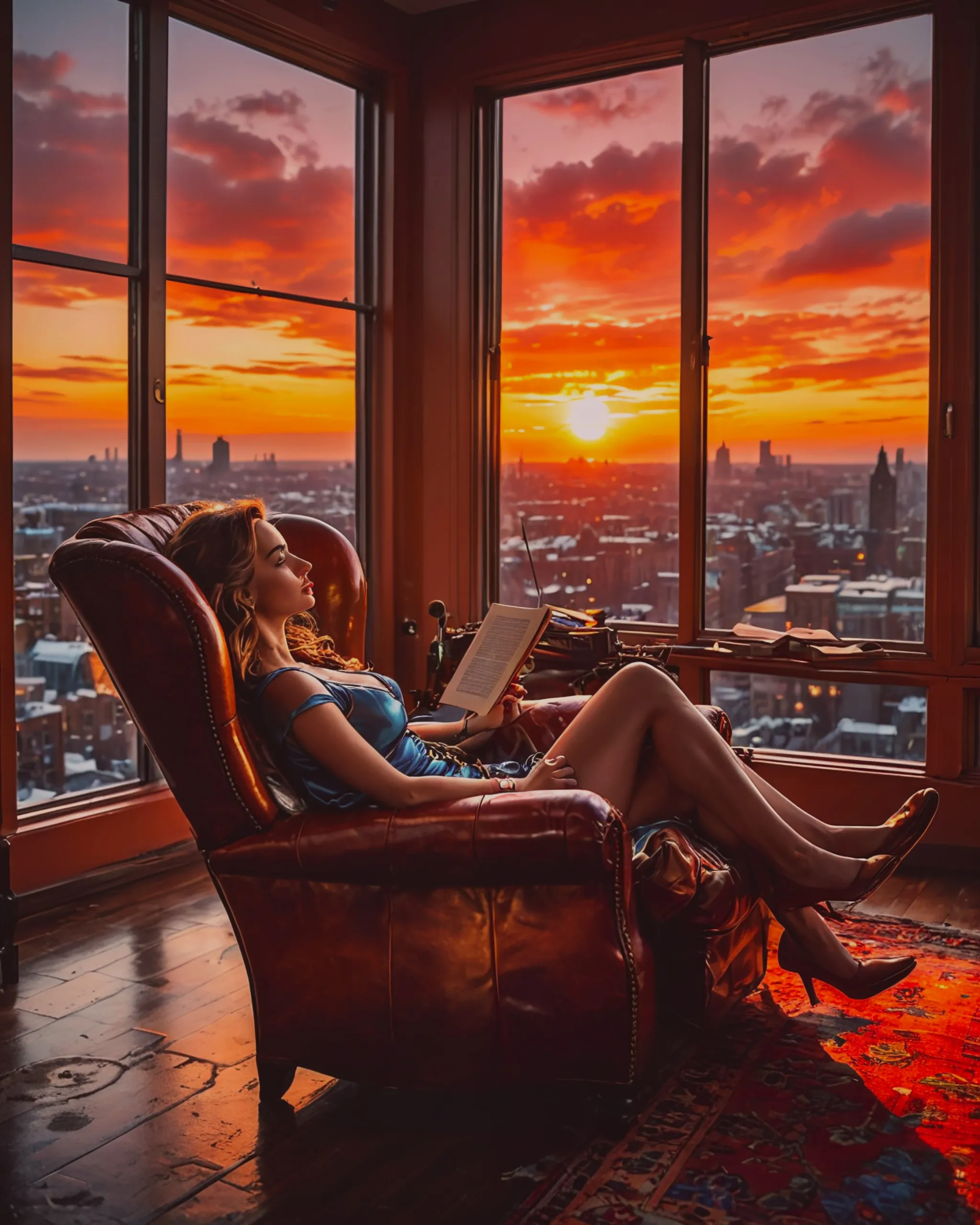Voluptuous Woman sitting chair - Free AI Photo Generator - starryai