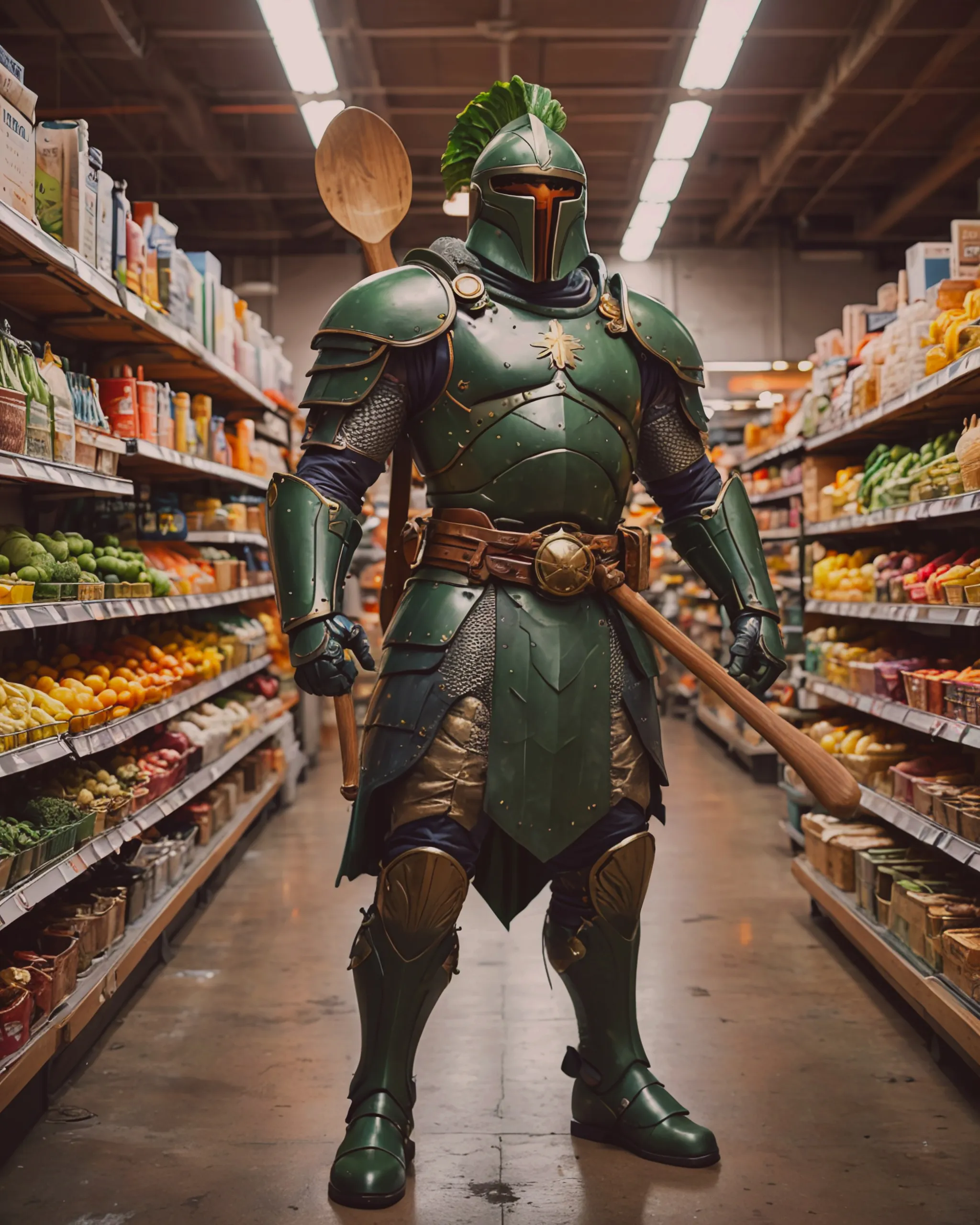 Spoon Armor A majestic figure eco-friendly at - Free AI Photo Generator - starryai