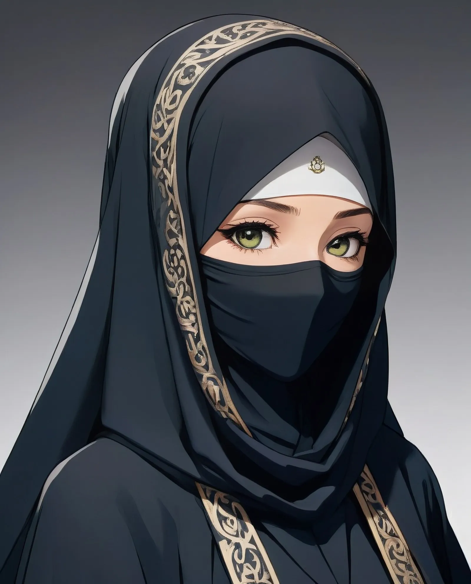 Beautiful niqab girl AI Photo Generator starryai