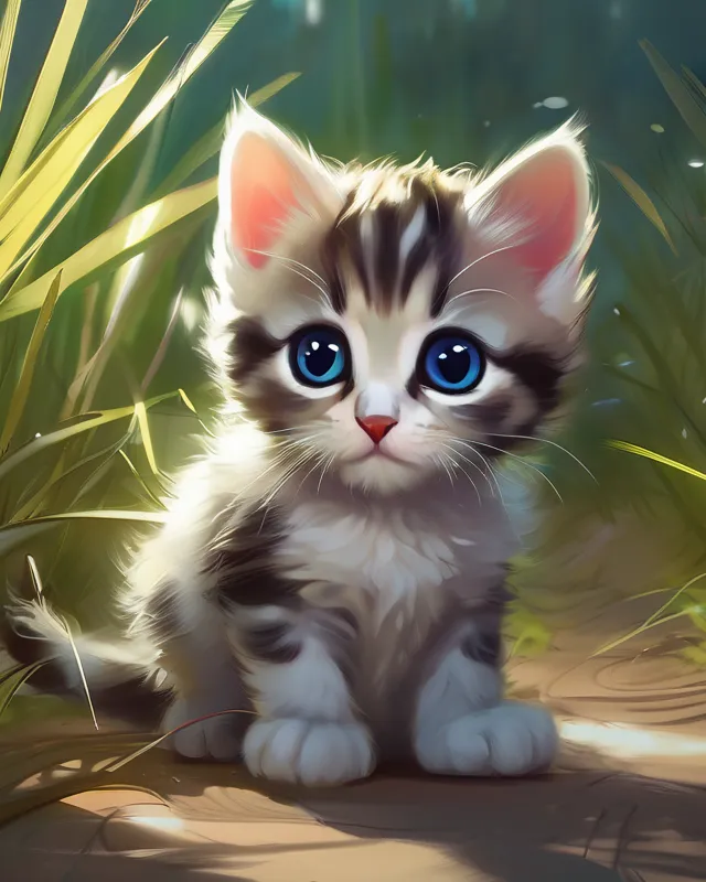 {{Cute Baby cat}}, {{Poster Art By Clayton Crane}}, Featured On Pixiv, Hologram Art, 2d Game Art, {{Key Art}}, Official Art, Award Winning Digital Painting, Digital Illustration, Extreme Detail, In Grass, 4k, Ultra Hd, Rococo, Polished, Intricate, Realistic Fantasy Art, Sharp Focus, Concept Art, Art By Wlop, Artgerm