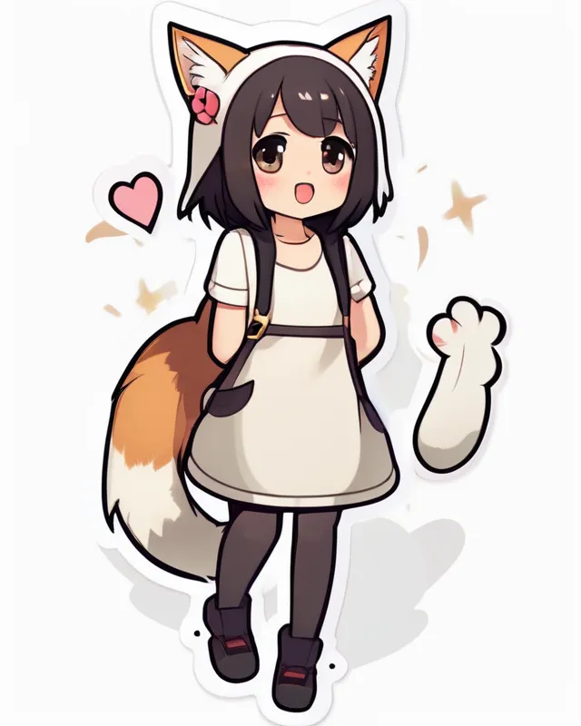 Cute girl animal ears has a cat’s - Free AI Photo Generator - starryai