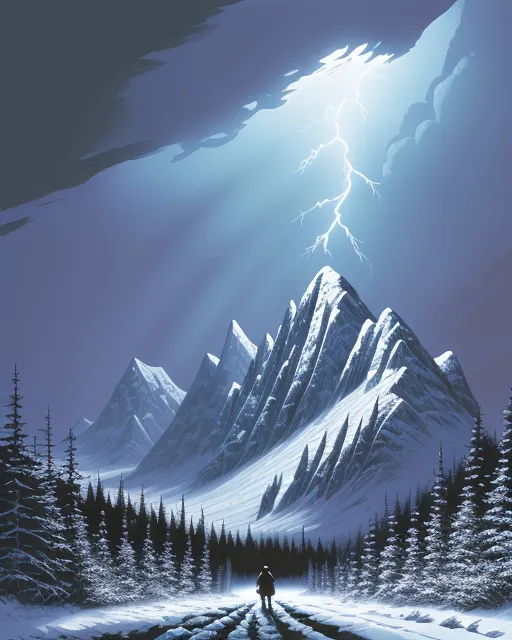 Snow caped mountain, dark, - Free AI Photo Generator - starryai