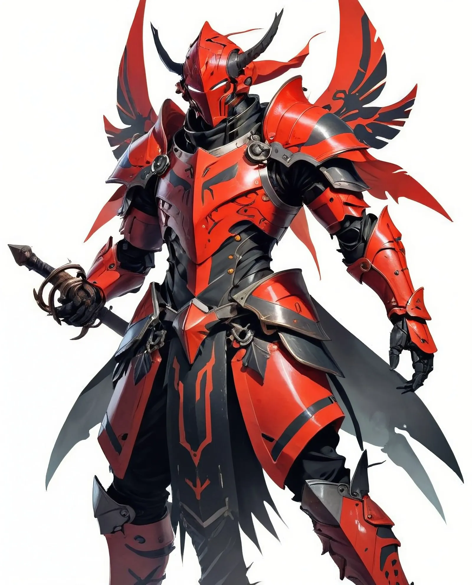 A knight wearing red black armor - Free AI Photo Generator - starryai