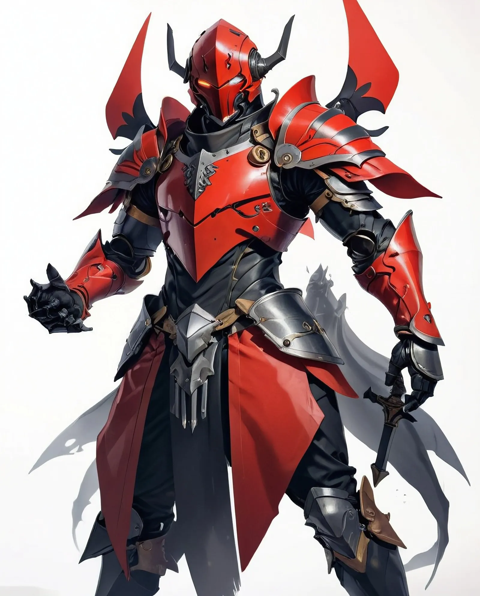 A knight wearing red black armor - Free AI Photo Generator - starryai
