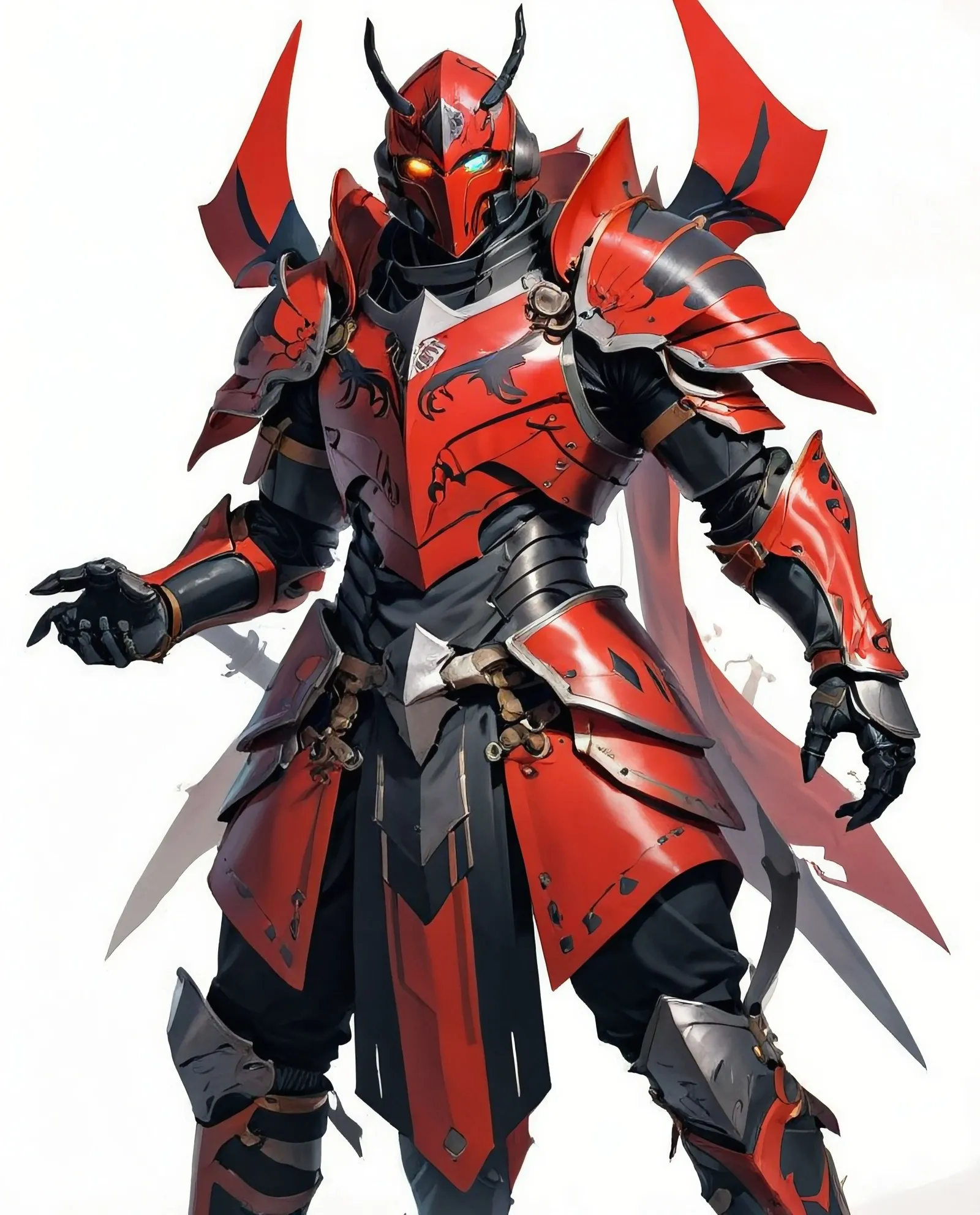 A knight wearing red black armor - Free AI Photo Generator - starryai