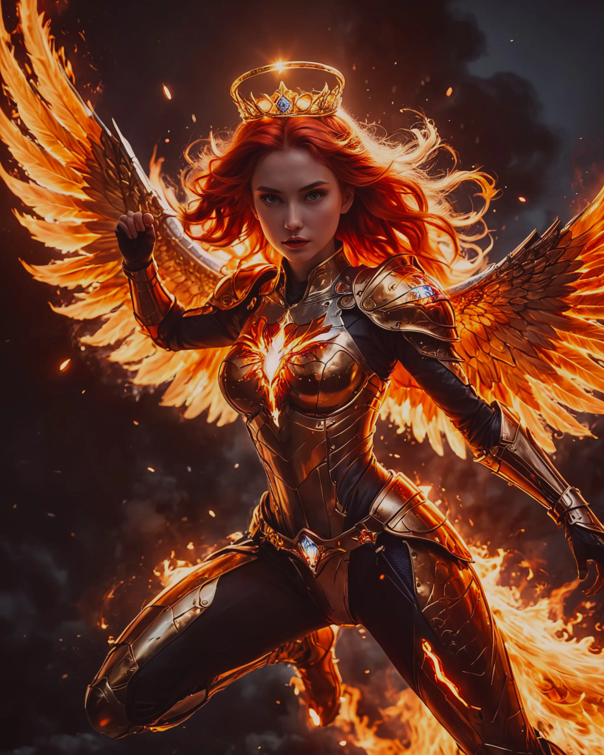 A superhero blazing Phoenix wings - Free AI Photo Generator - starryai