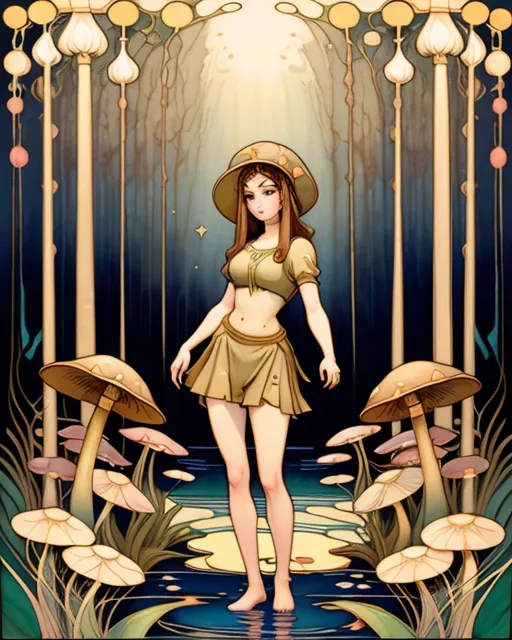 Mushroom girl forest. - Free AI Photo Generator - starryai