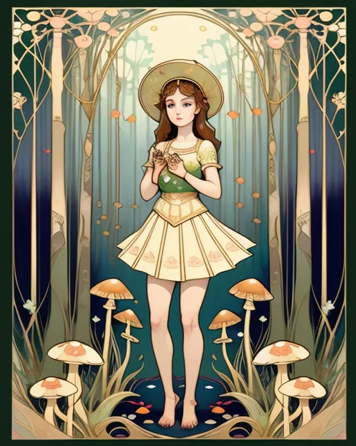 Mushroom girl forest. - Free AI Photo Generator - starryai