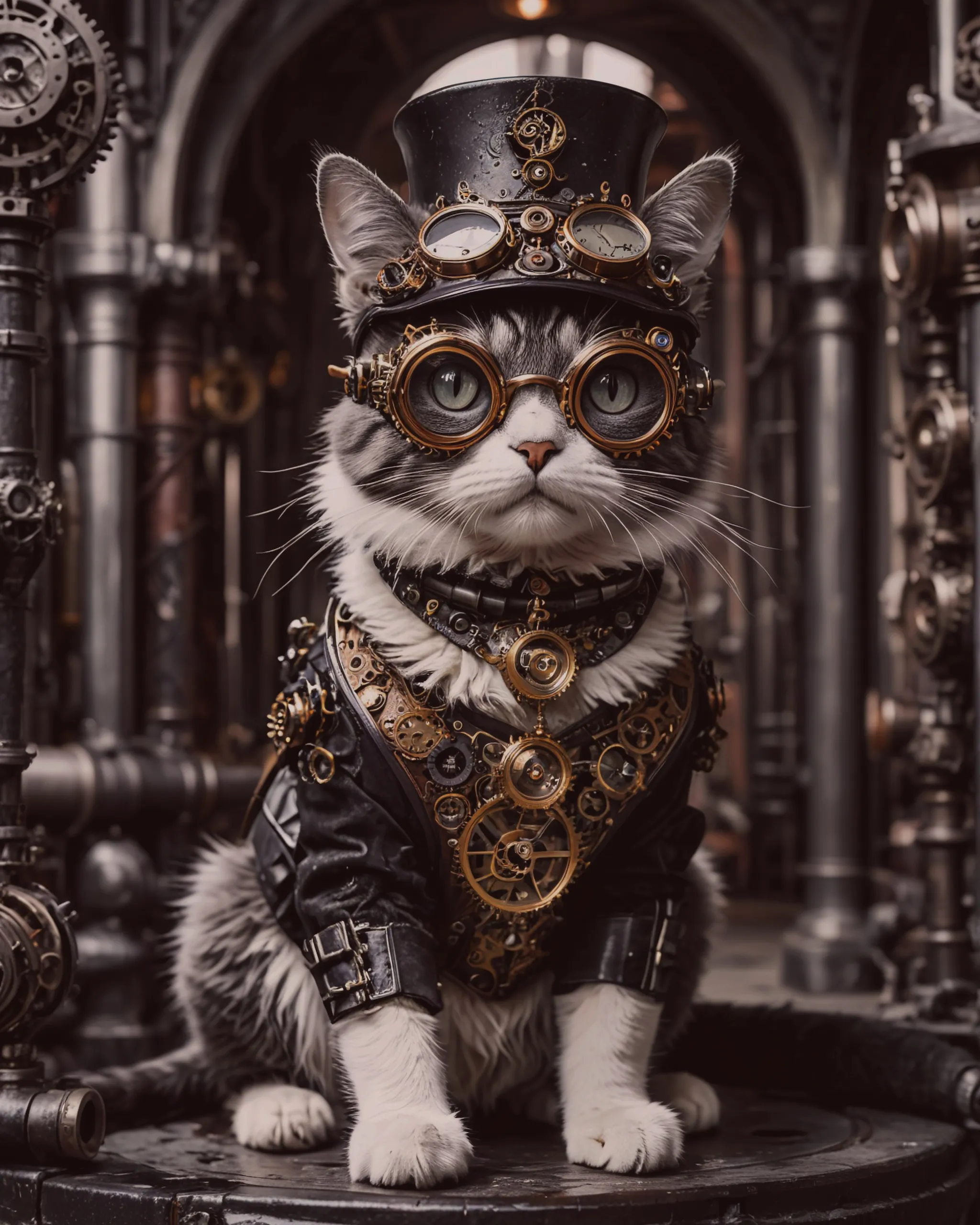 Black white steampunk portrait - Free AI Photo Generator - starryai