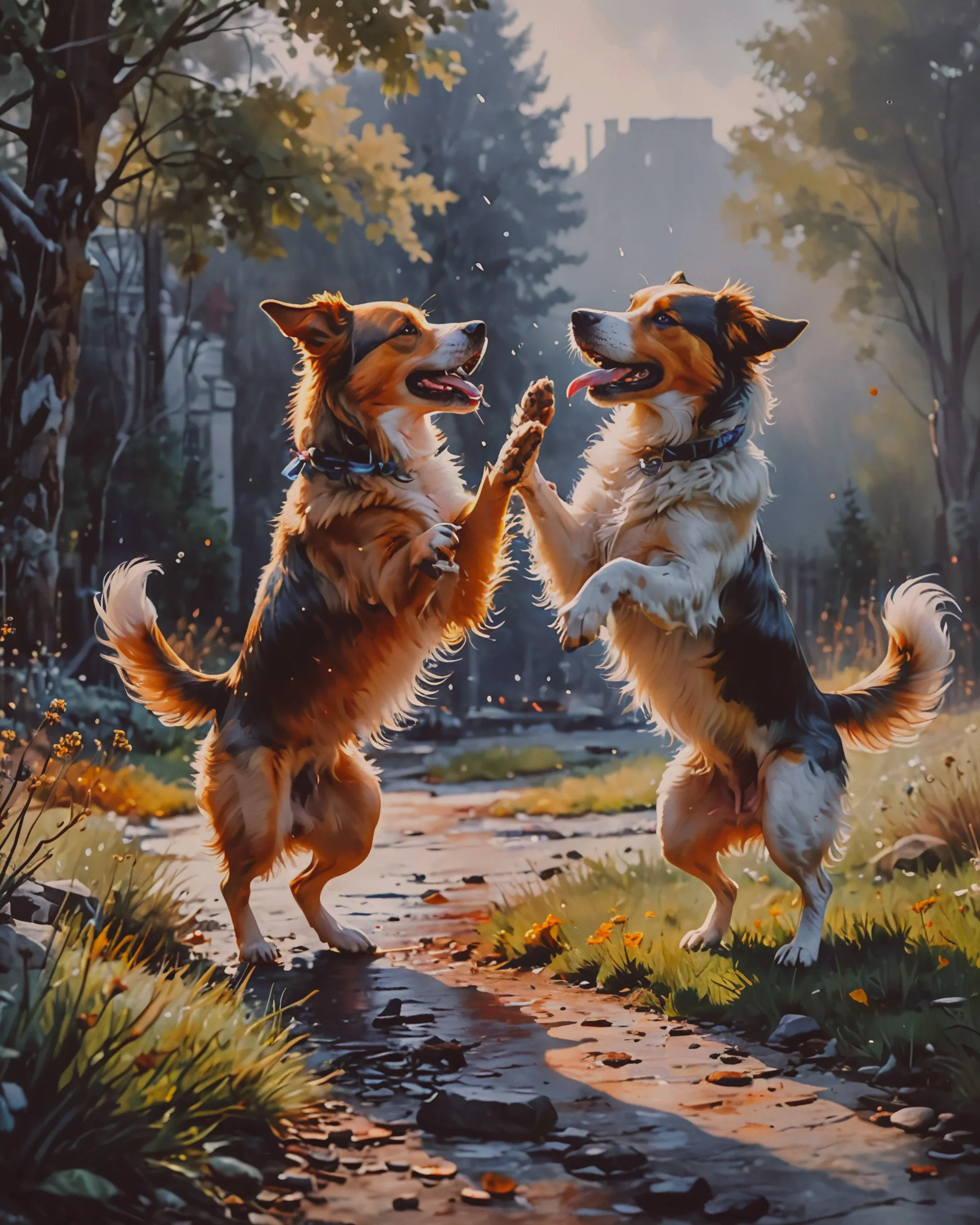 dogs playing