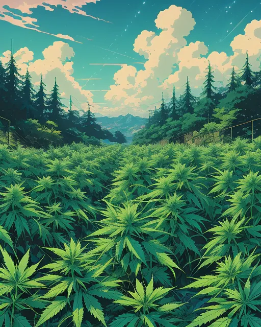 Large lush field of marijuana