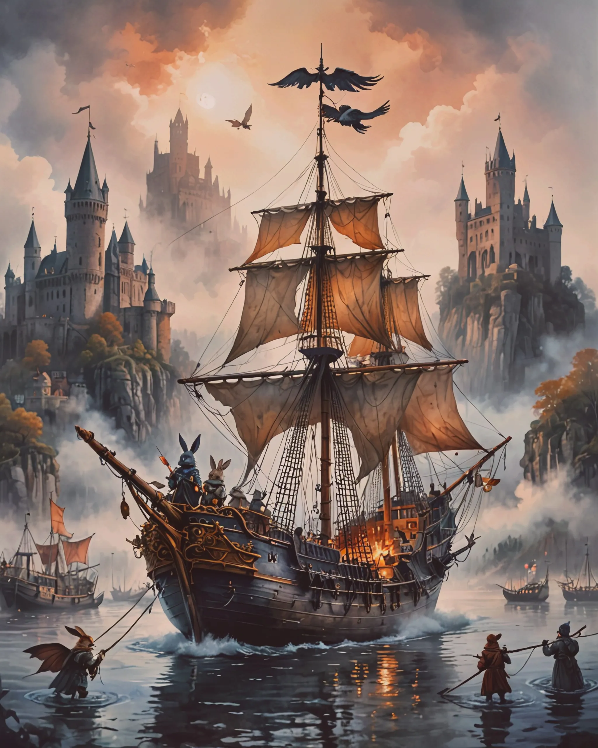 Renaissance Eave Ropes Floppy ear bunny pirate. Bow. - Free AI Photo Generator - starryai