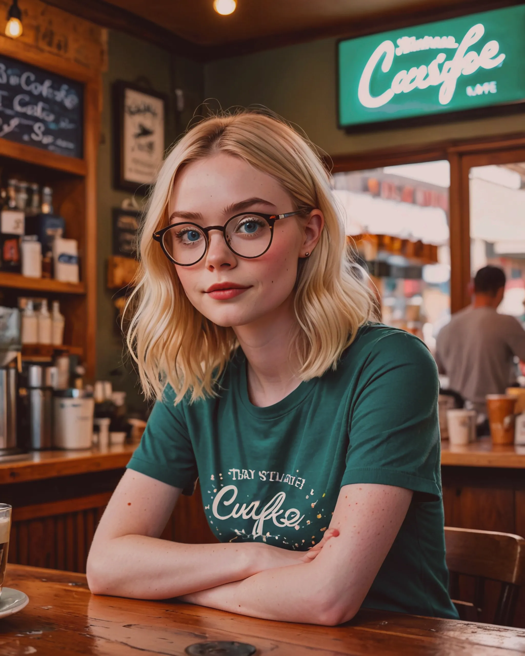 Elle Fanning thick prescription - Free AI Photo Generator - starryai