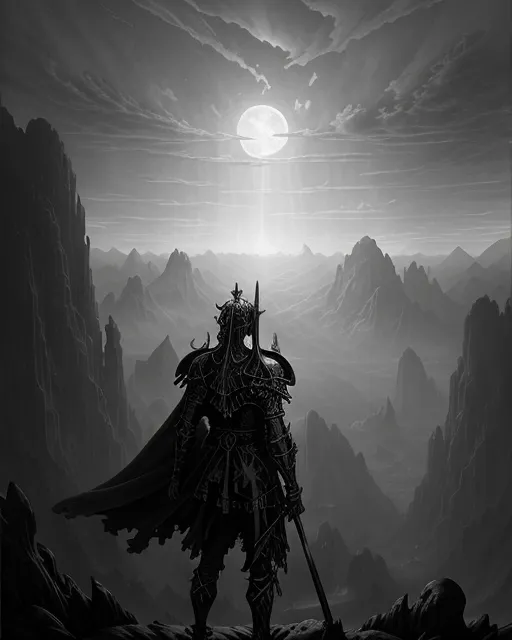 A medieval knight dressed black - Free AI Photo Generator - starryai