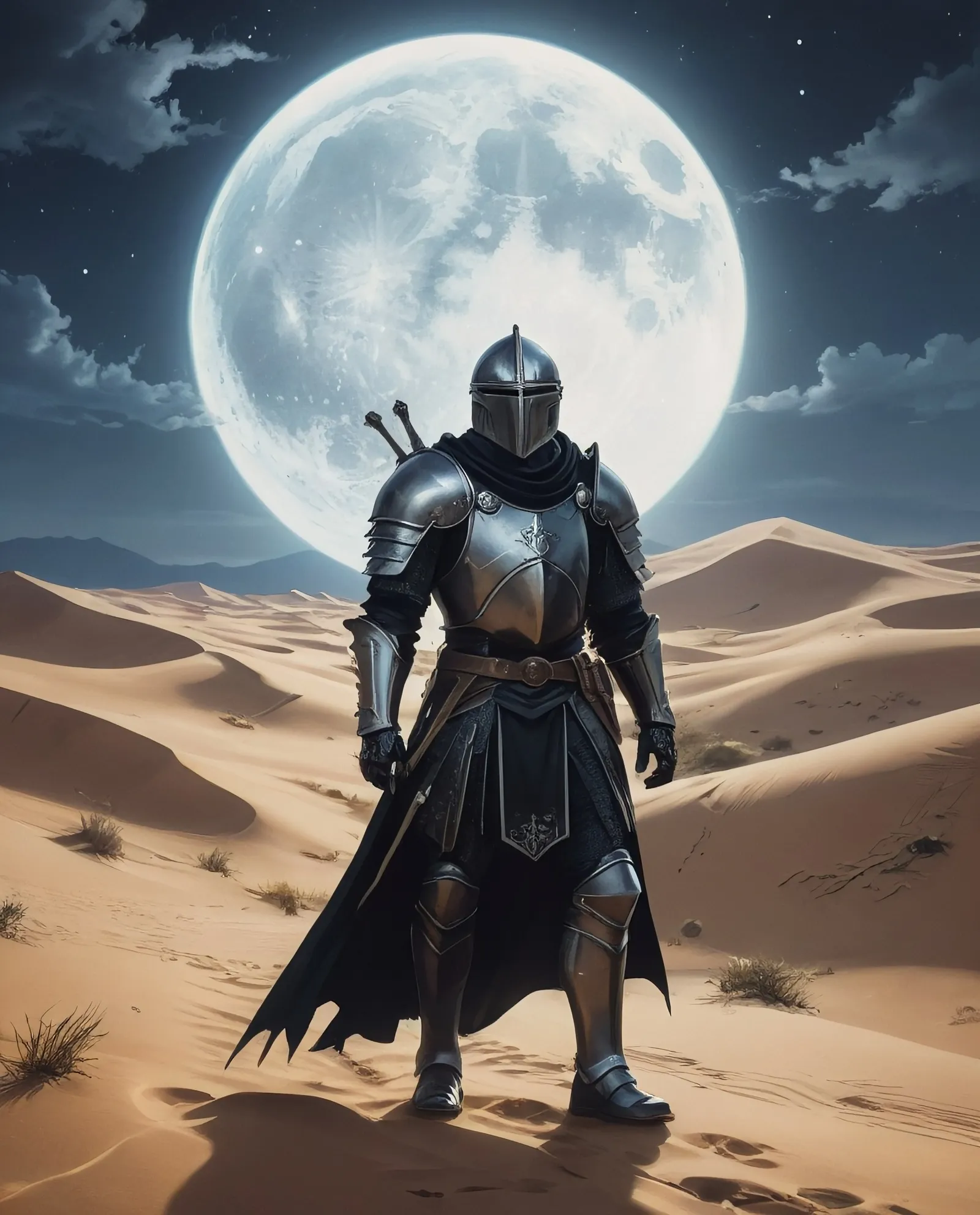 A medieval knight dressed black - Free AI Photo Generator - starryai