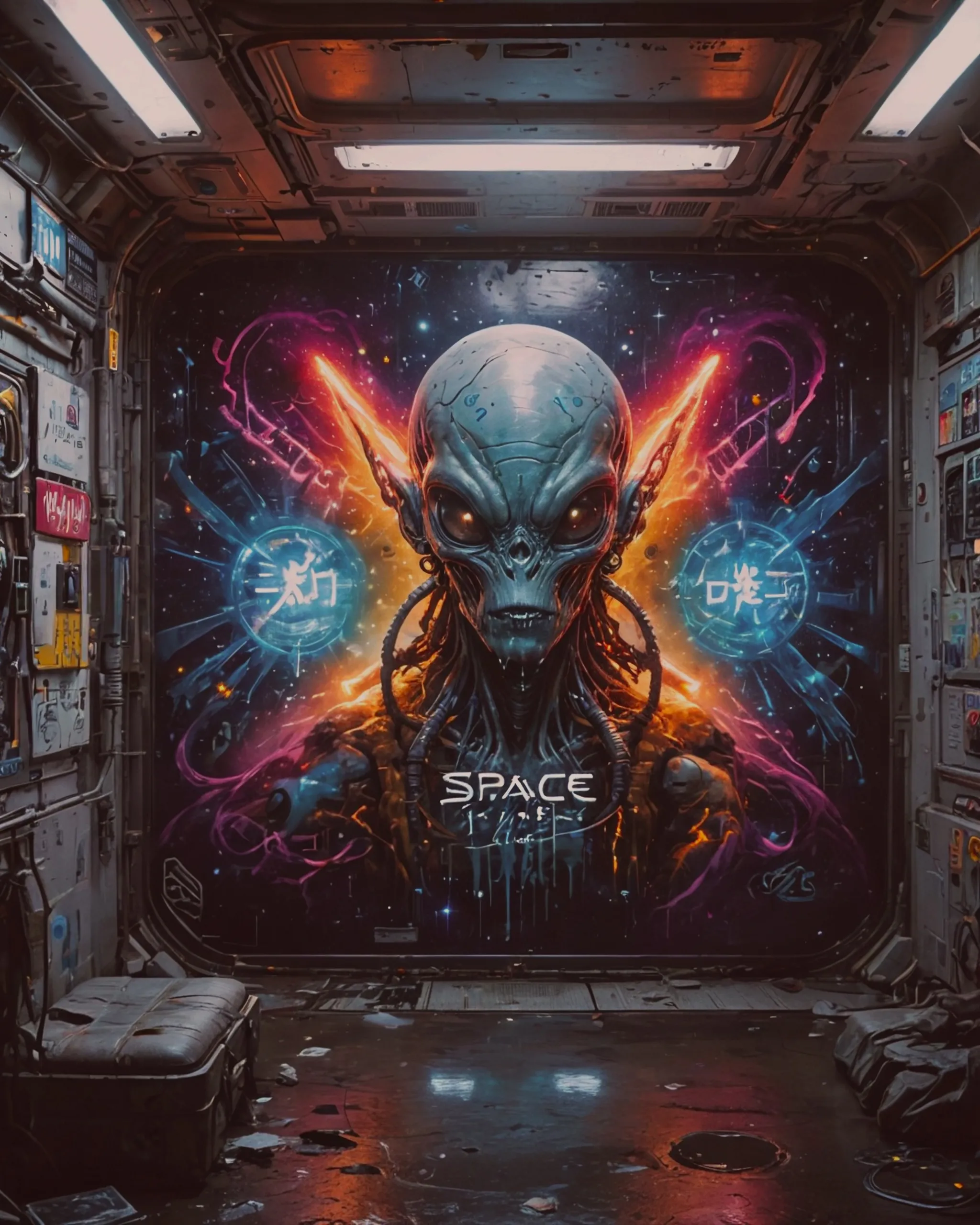 Inside a space station there on - Free AI Photo Generator - starryai