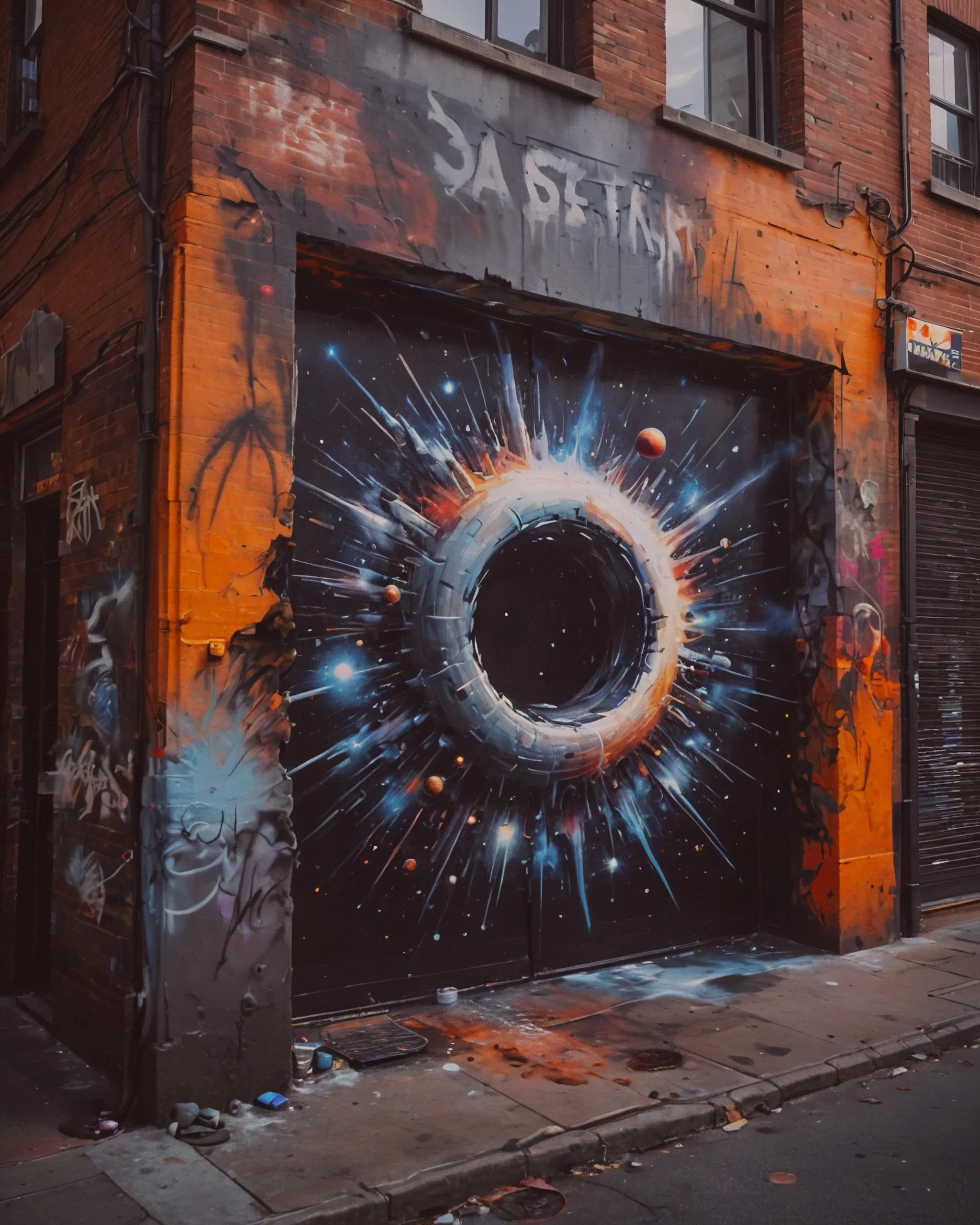 Graffiti spray painted black hole - Free AI Photo Generator - starryai