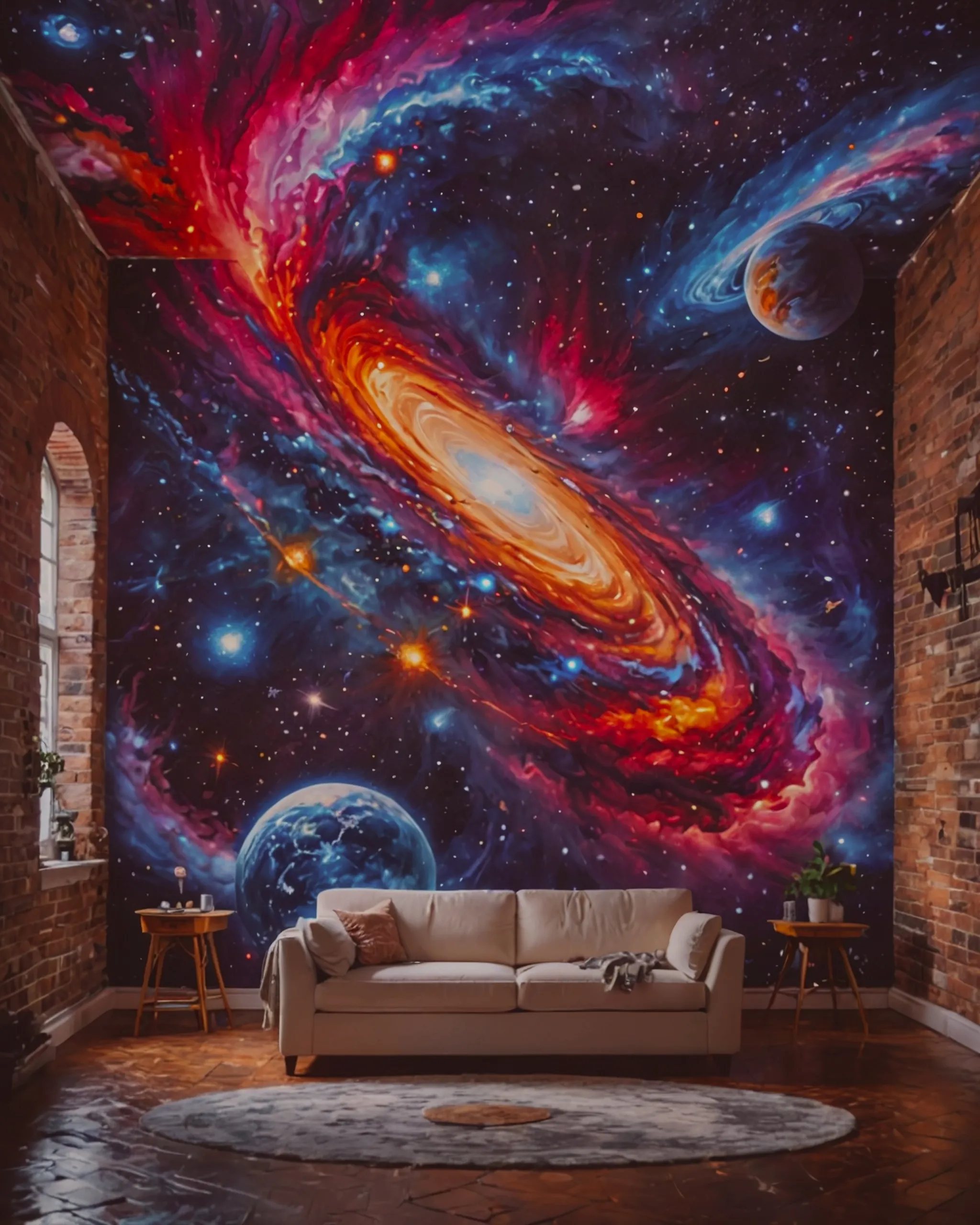 galaxy painted on a large brick - Free AI Photo Generator - starryai