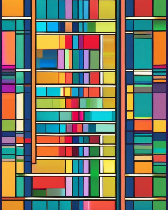 Dohfevn and abstraction spirals of colorful rectangles, bright luminous 