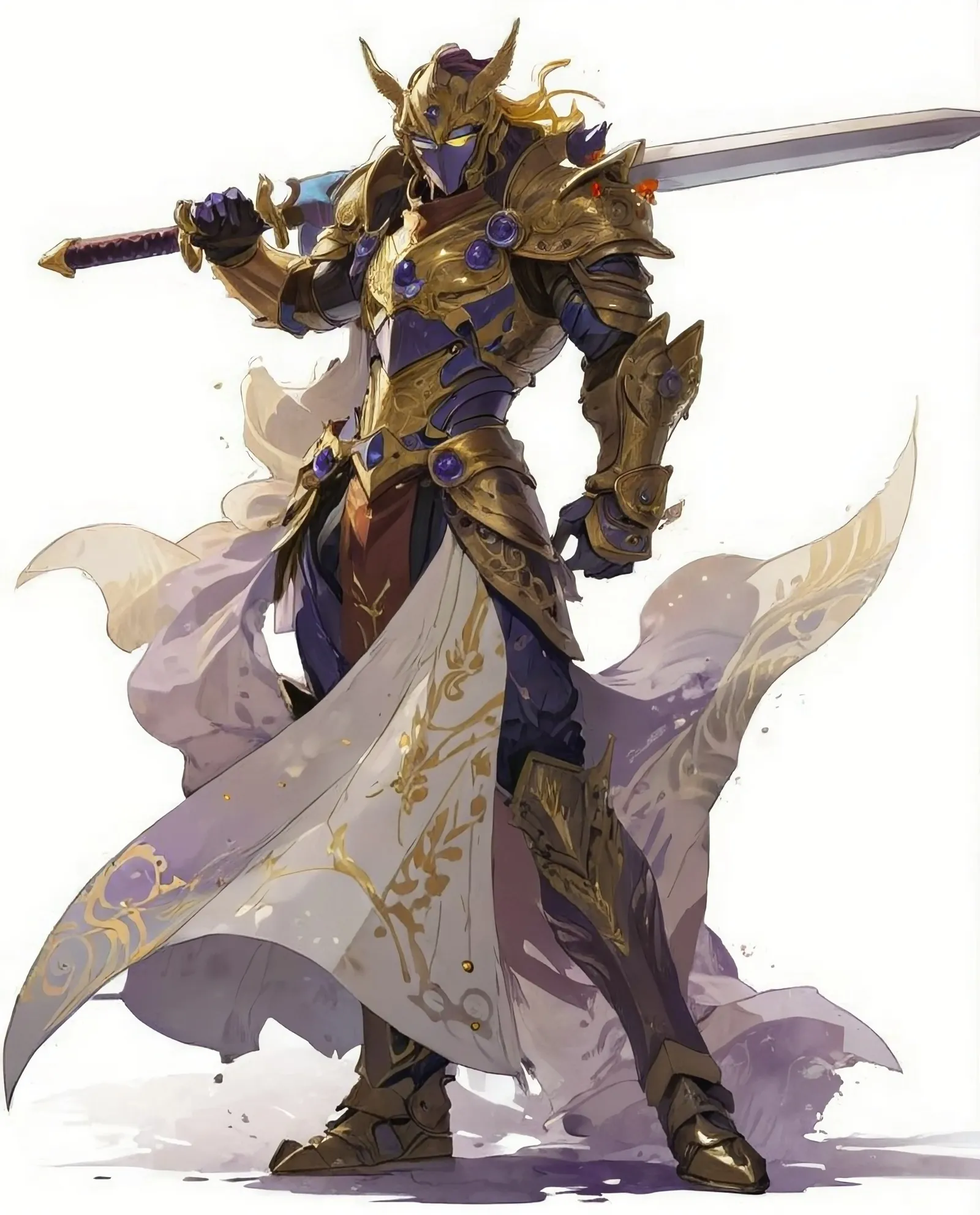 A warrior gold purple armor - Free AI Photo Generator - starryai