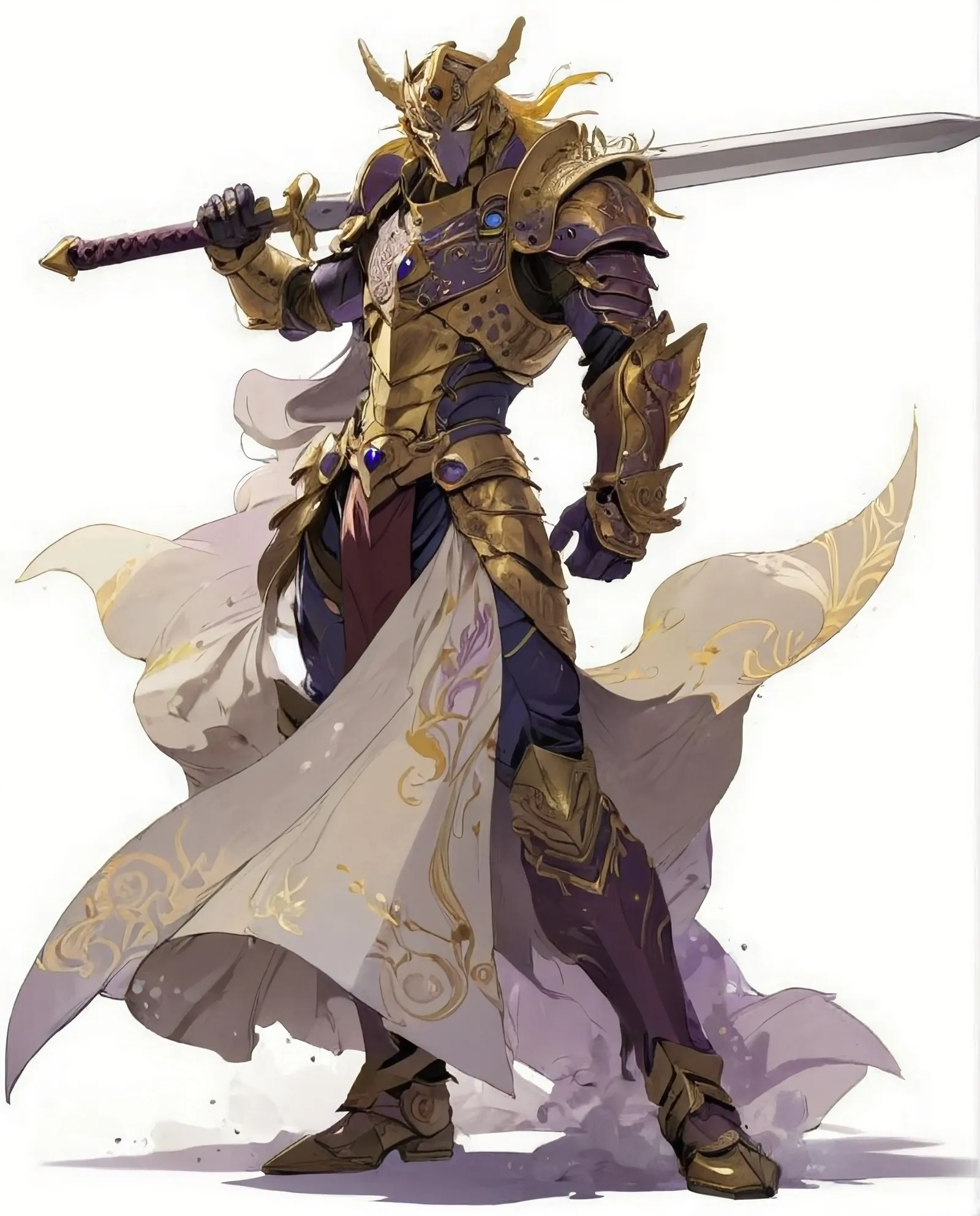 A warrior gold purple armor - Free AI Photo Generator - starryai