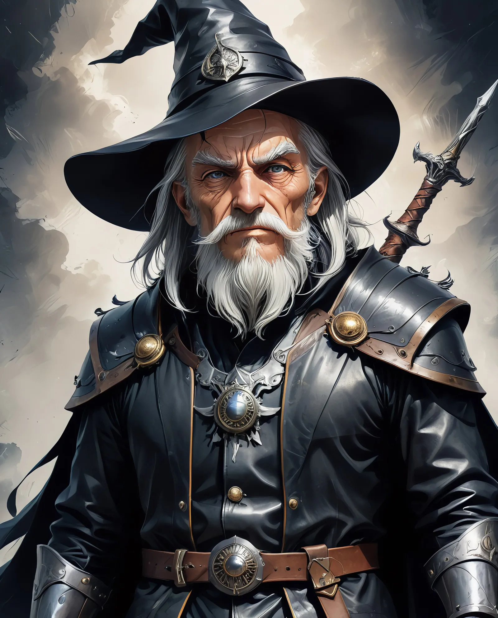 Grizzled old wizard wearing all - Free AI Photo Generator - starryai