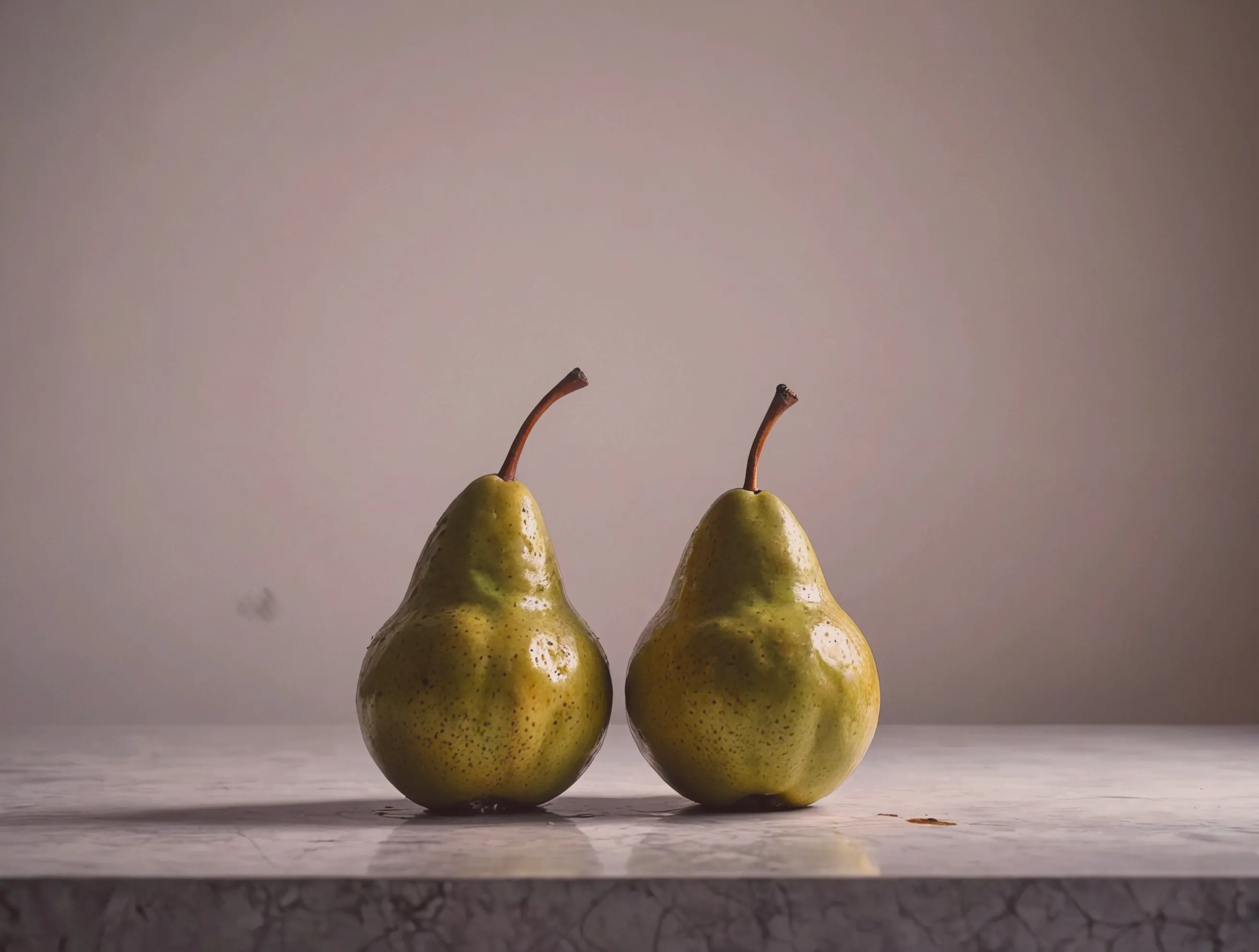 
Minimalist still life. Two perfect pears on a plain white background with shadows. Simple composition, sharp focus. Geometric shapes.
clean lines, monochrome, balance, negative space
