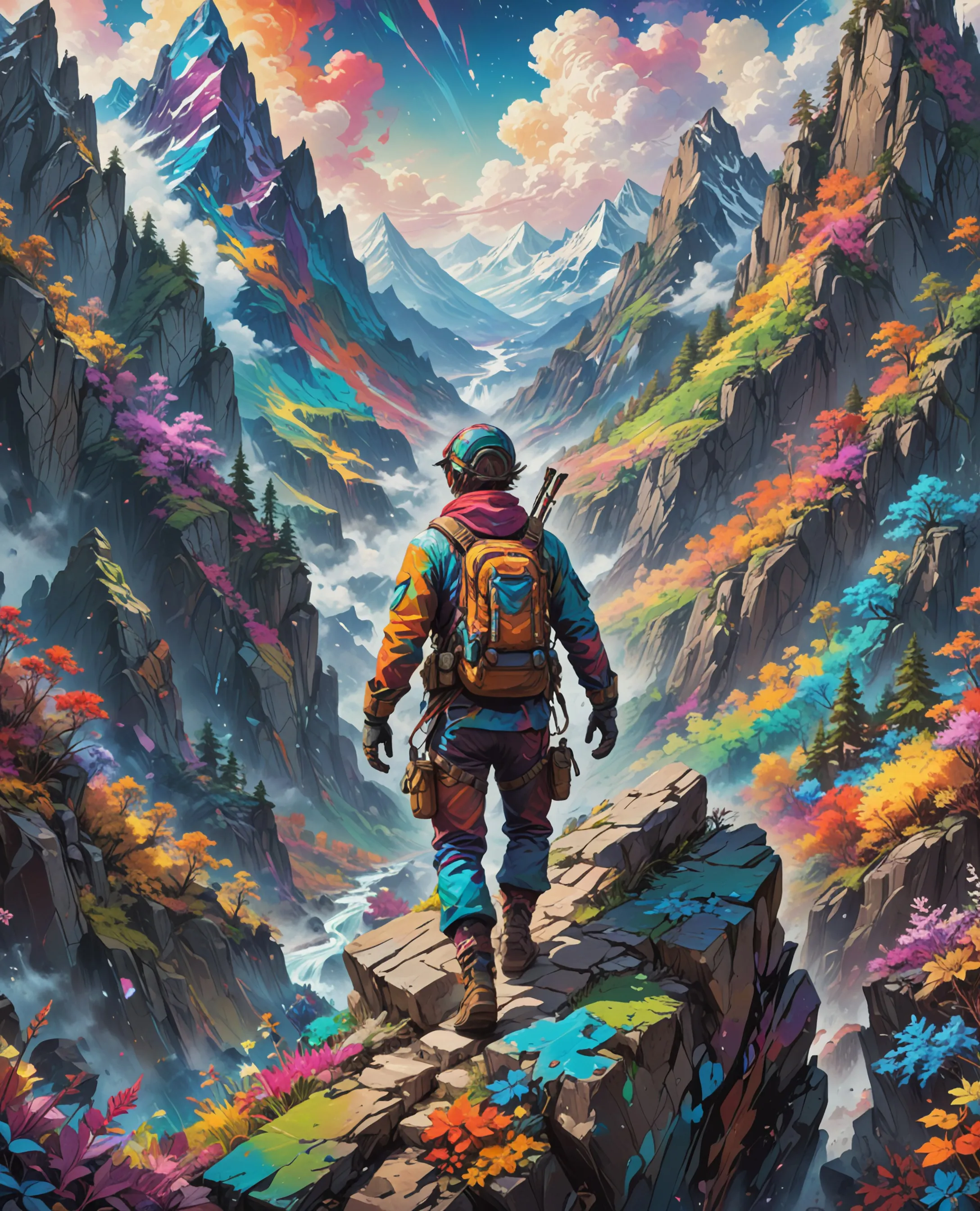 Show me a climber climbing color - Free AI Photo Generator - starryai