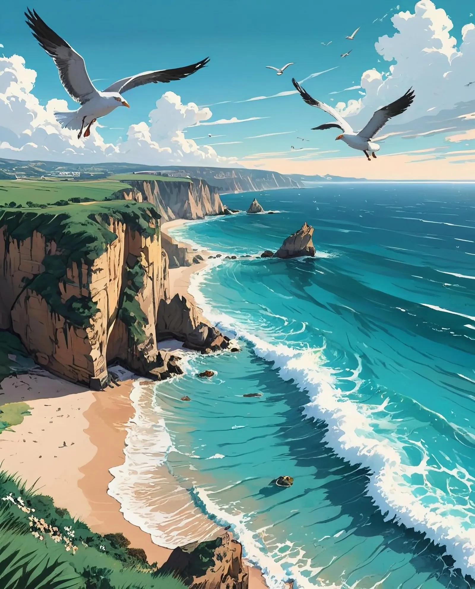 **Coastal View**: A dramatic a - Free AI Photo Generator - starryai