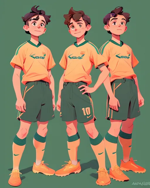 The boy with his teammates playing soccer