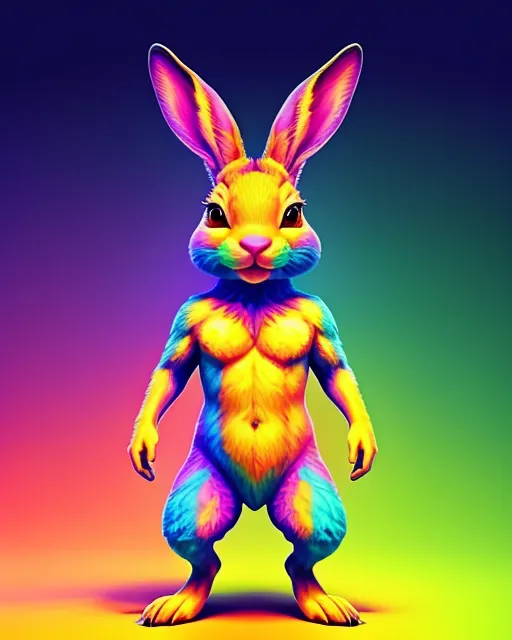 A colourful psychedelic image of a lagomorph disco dancer