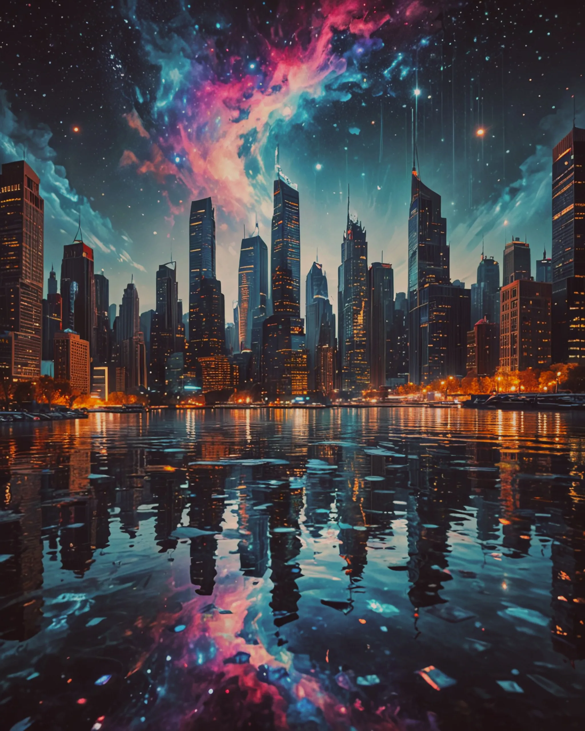 A surreal landscape a shimmering - Free AI Photo Generator - starryai