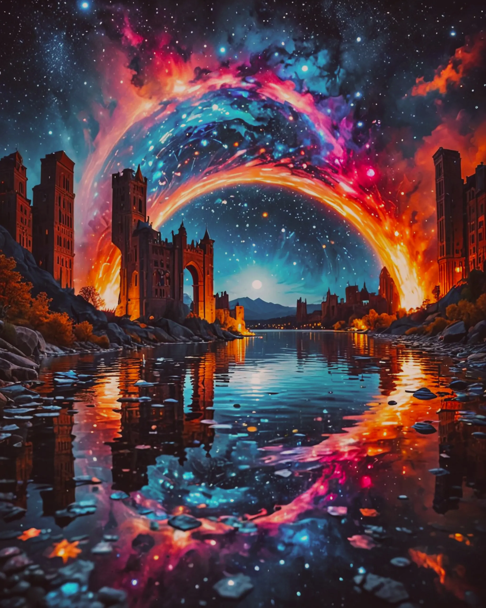 A surreal landscape a shimmering - Free AI Photo Generator - starryai