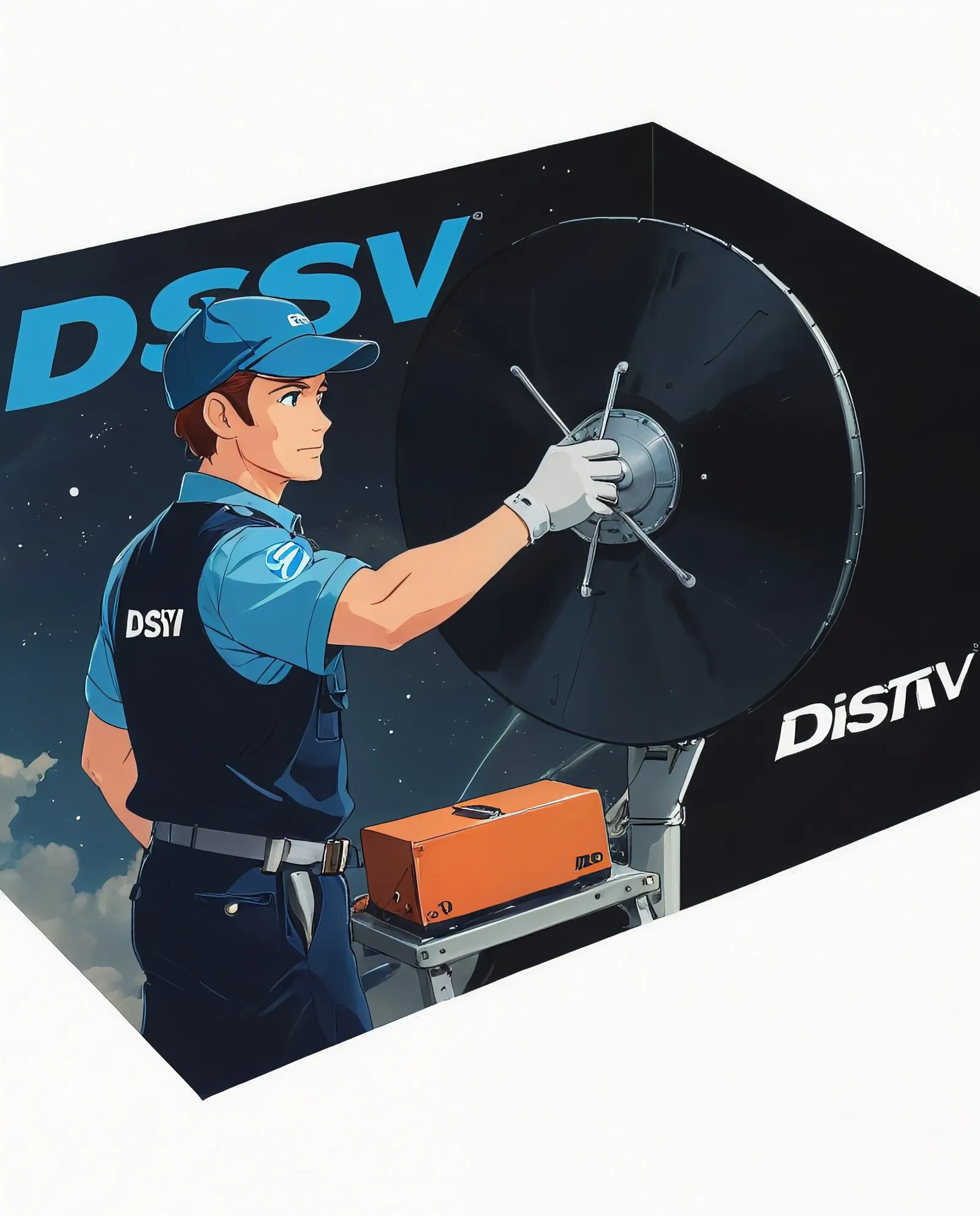 DStv installer aligning a satellite dish