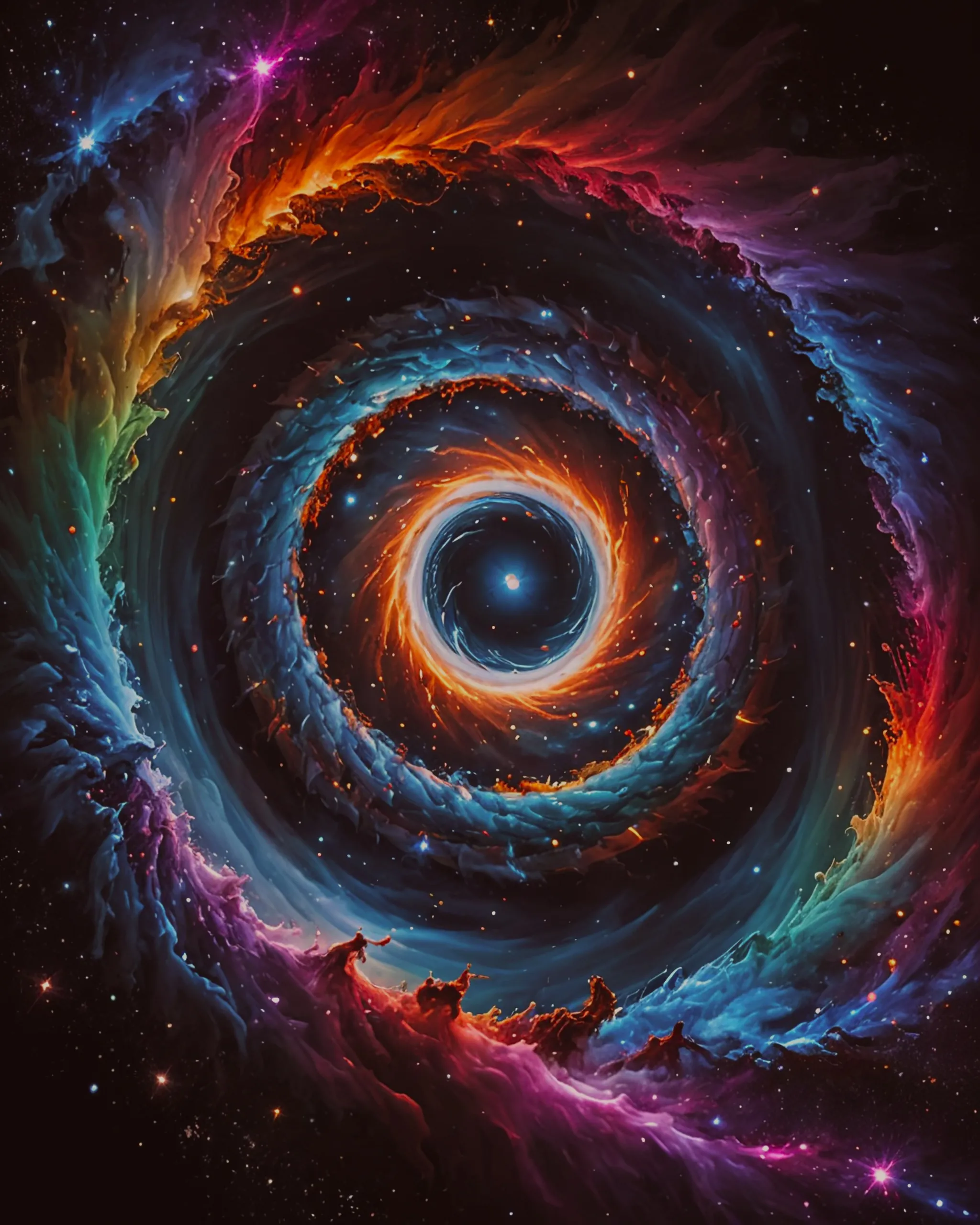 Black hole absorbing all rainbow - Free AI Photo Generator - starryai