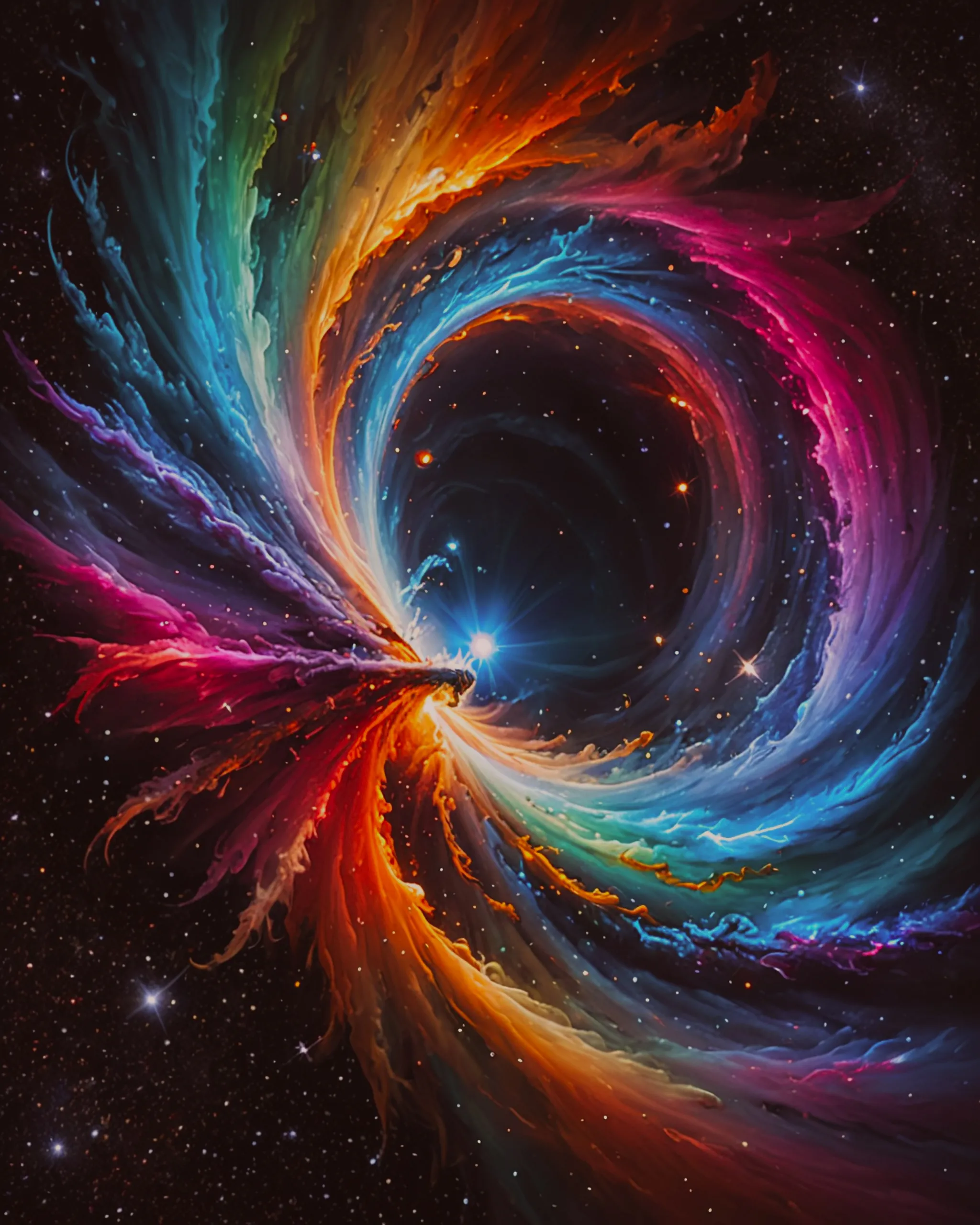 Black hole absorbing all rainbow - Free AI Photo Generator - starryai