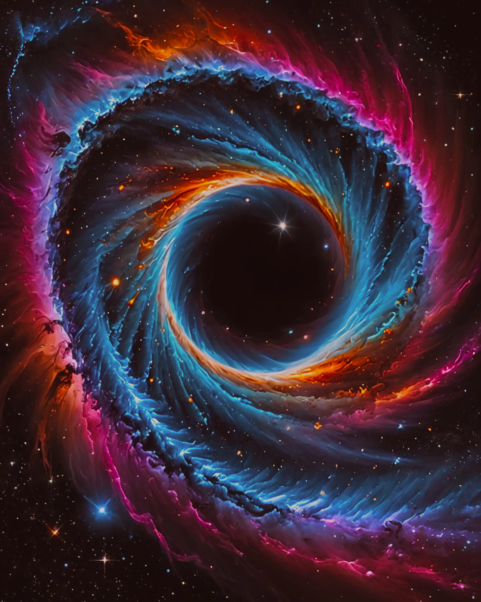 Black hole absorbing all rainbow - Free AI Photo Generator - starryai