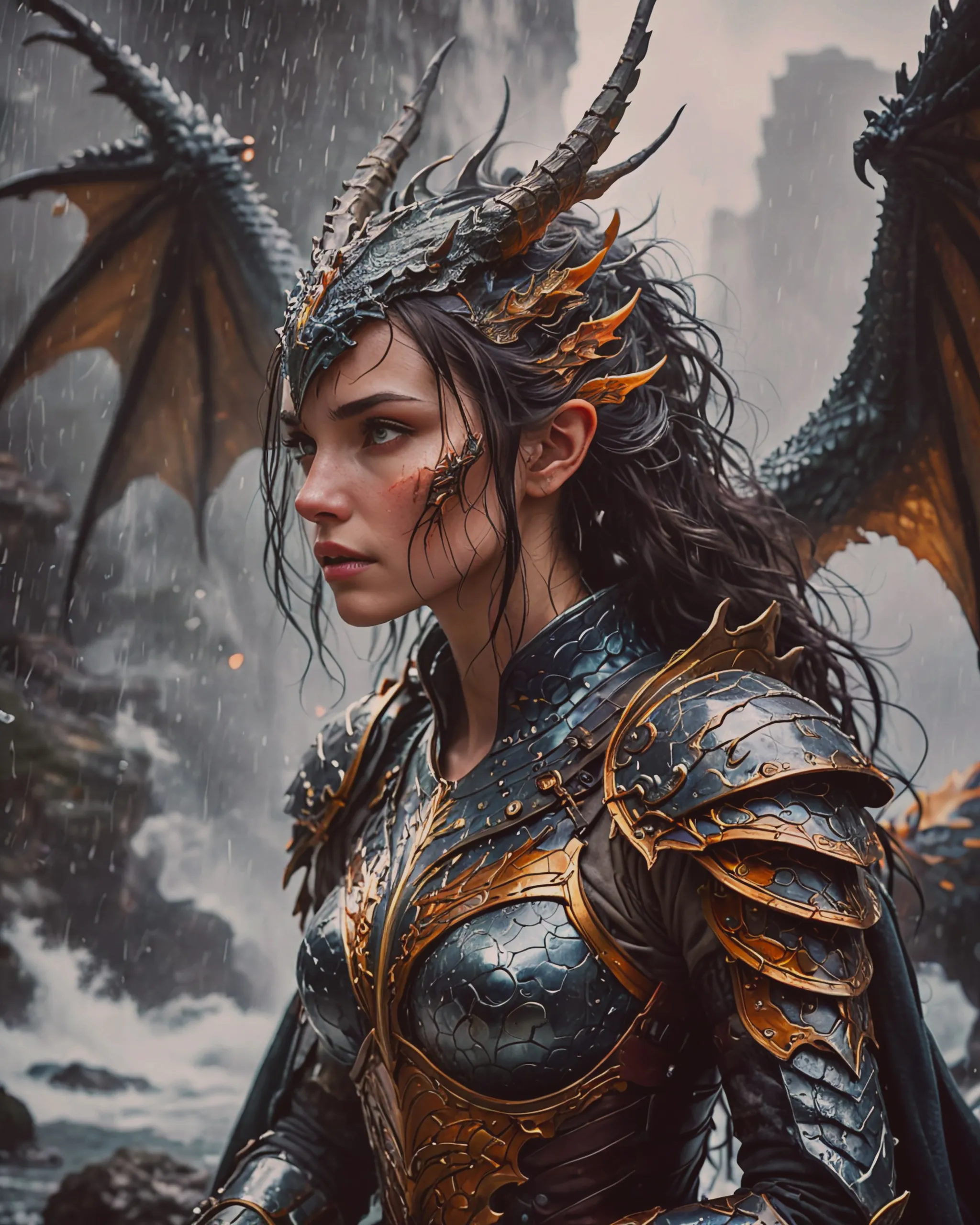 powerful fantasy scene a woman - Free AI Photo Generator - starryai