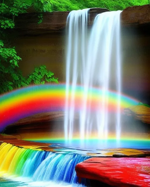 Rainbow water falls - Free AI Photo Generator - starryai