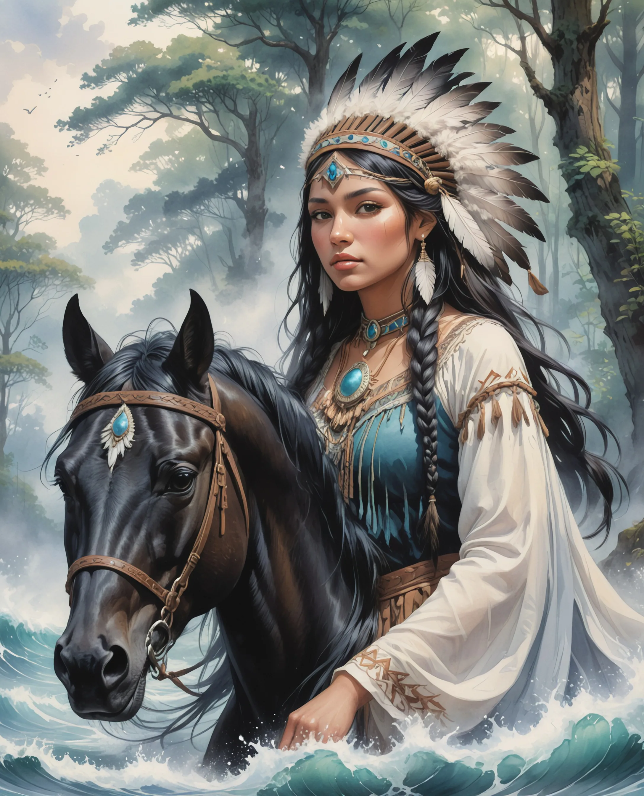 A Native American girl long a on - Free AI Photo Generator - starryai